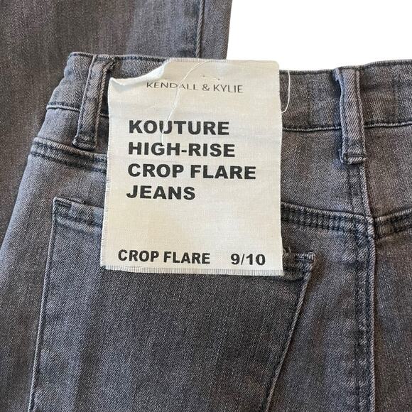 Kendall & Kylie Womens Jeans Size 9/10 Black Kouture High Rise Crop Flare Denim - Picture 7 of 15